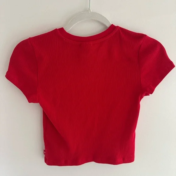 TNA Red Ribbed Cropped Tee - Picture 4 of 4